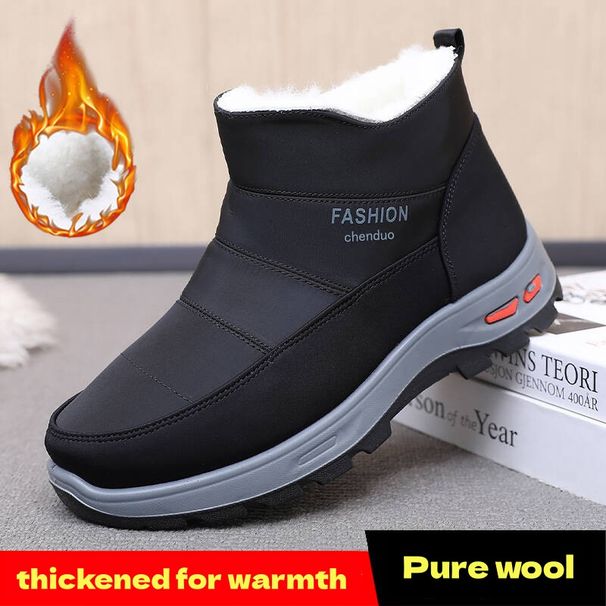 Winter Men's Pure Wool Cotton Shoes With Thick Fur And Plush, Integrated Anti Slip Snow Boots For Middle-aged And Elderly People_vogvips.com