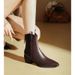 Pointed Toe High Heel Ankle Boots For Women 2025 Super Popular Boots Chunky Heel Slim Boots French Style New Brown Mid-Calf Women'_vogvips.com