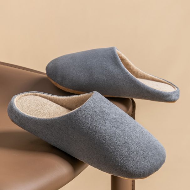 Household Women's Slippers Comfortable Soft Non-Slip Wear-Resistant Thic Bottom Silent Solid Color Couple's Indoor_vogvips.com