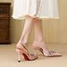 Qianluhui Fine-heeled Pointed-toe Exquisite Rhinestone Satin Party Shoes, Fashionable And Elegant Summer High-heeled_vogvips.com