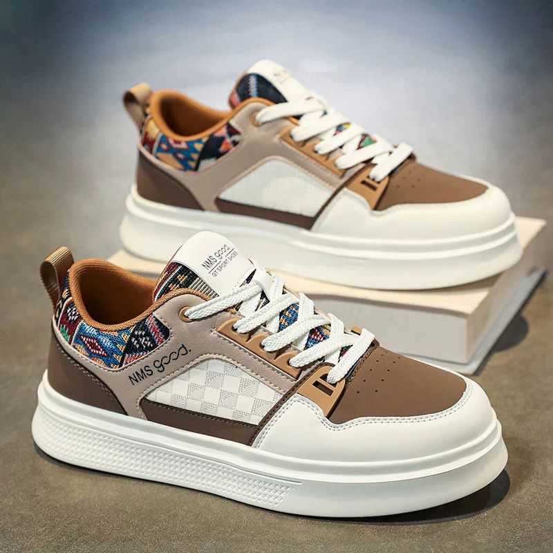 Men's Breathable White Sports Sneakers Spring Niche Style INS Style Leather Casual Trendy Shoes_vogvips.com