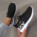 Cross-border Plus-size Casual Sports Shoes, New Style, Fly-knit Leopard Print, Round Toe, Lace-up, Flat-soled,_vogvips.com