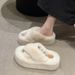 7cm Thick Sole Cross Furry 2025 Autumn Winter New Korean Fashion Versatile Warm Plush Cotton Slippers For Women_vogvips.com