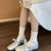 Uniquely Designed, Ugly And Cute Square Toe Height Increasing Small Leather For Women, Mary Jane Single Shoes, Lace Up_vogvips.com