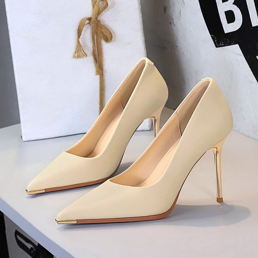 Metal Pointed High Heels Glossy Pana Pattern Super High Heel Single Shoes Women's Shoes_vogvips.com