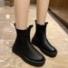 Plus Size Chunky Heel Thick Sole Padded For Women 2025 Winter New British Style Versatile Slip-On Fashion Boots_vogvips.com