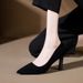 Elegant Suede High Heels For Women - Comfortable Soft Sole, Non-Slip Rubber Bottom, Pointed Toe Professional Work Shoes For Flight Attendants_vogvips.com