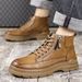 European Warm Series Shoes 2025 New Thickened Autumn Winter Fleece Cotton High-top Sneakers Martin Men's Short Boots_vogvips.com