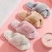 PVC Winter Slippers, Plush Cross Floor Cotton Slippers, Indoor Warm Home Plush Slippers_vogvips.com