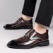 Euro Step Brogue Business Lace-Up Spring New Height-Increasing Formal Pointed Toe British Style Casual Men's Leather Shoes_vogvips.com