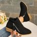 Women's Shoes Thick Bottom Solid Color Pointed Side Zipper Martin Boots For Women 2025 Spring And Autumn New Short Tube Women's Boots_vogvips.com