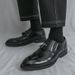 New Fashion Men's British Black Business Casual Loafer Shoes Daily Driving Office Leather Shoes One Foot Pedal Lazy Brown Banquet Dress Wedding Men's_vogvips.com