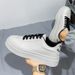 New Board Shoes Breathable White Casual Shoes Lace-up Board Shoes Platform Shoes_vogvips.com