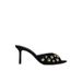 Summer New Arrival Women's Black Suede One Strap High Heel Sandals Rivet Embellished Backless Slip On Shoes_vogvips.com