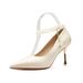 6683E Pearl Chain Satin Fine Heel High Heels Women's Elegant French Style Versatile Single 2024 New Commuter Shoes_vogvips.com