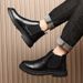 European Warm Series Men's Martin British Style Genuine Real Fur Motorcycle Stylish Work Boots Breathable Black Mid-top Leather Shoes_vogvips.com