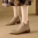 Autumn Winter New Thick Medium Heel Round Toe Short Back Zipper Fashion Martin Soft Leather Comfortable Women's Boots_vogvips.com