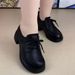 Soft Chunky Heel Loafers Women, Autumn Versatile Soft-soled British Style Lace-up Leather Shoes, New Casual Shoes For_vogvips.com