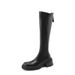 Women's Chunky Heel Knee High Boots Platform Retro Riding Boots With Back Zipper And Faux Fur Lining Fleece Lined, Retro Back Zipper Riding Boots._vogvips.com