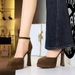Hollow Shallow Mouth Women's Shoes Round Head Suede Super High Heels Thick Heel Waterproof Table With Sandals_vogvips.com