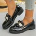 Platform Slip-on Low Top Single Shoes New Women's Thick Heel Bow Loafers_vogvips.com