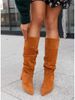 Women Boots 2023 Winter Designer Luxury Suede Casual High Heels Shoes for Women Retro Elegant Lady Mid Calf Boots Plus Size_vogvips.com
