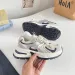 Women Beige Navy Silver Mesh Dad Shoes Multi Color Block Thick Cushion Lace Up Outdoor Running Sneakers_vogvips.com