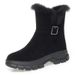 Women's Snow Boots, Women's Cotton Shoes, Thick Sole, Anti Slip Soft Leather, Wool Short Boots For Women_vogvips.com