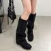 Over-the-Knee For Women, Chunky Heel, 2025 Autumn/Winter New Style, Suede Ruched Slouch Boots, Western Long Boots_vogvips.com