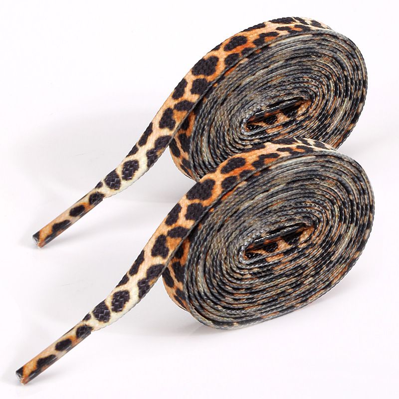 Colorful leopard print tie dye shoelaces pop art graphic fashion smudged yellow leopard print shoelaces_vogvips.com