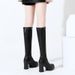 Shoes Round Head Waterproof Platform High Heel Simple Long Boots Thin Long Knight Boots_vogvips.com
