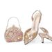Shallow mouth pointy Champagne party toasting Dress Sandals Slim heels plus size rhinestones bridal shoes shoe bag set_vogvips.com