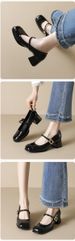 French Square Head Mary Jane Shoes Women's Word With High Heels, Light Mouth Thick Heel Single Shoes Women's Commuting_vogvips.com