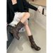 Women Boxing Boots 2025 Autumn Winter New Dark Style Belt Buckle Motorcycle Boxing Thick Sole Mid-Calf Riding Boots For Women_vogvips.com