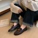 Old Money Flat Low-Heel Loafers For Women, 2026 Autumn New British Style Belt Buckle Small Leather Shoes, Vintage_vogvips.com