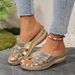 Women's plus Size Knitted Wedge Sandals Summer 2026 European American Style One Strap Thick Sole Cross Border Slipper_vogvips.com
