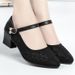 Mesh Sandals Hollow Breathable Single Shoes Low Heel Dancing Women's Shoes Fashion Mother Thick Heel Sandals_vogvips.com