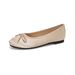 Round Head French Satin Single Shoes Women's Flat-soled Shallow Mouth Bow Soft-soled Ballet Shoes_vogvips.com