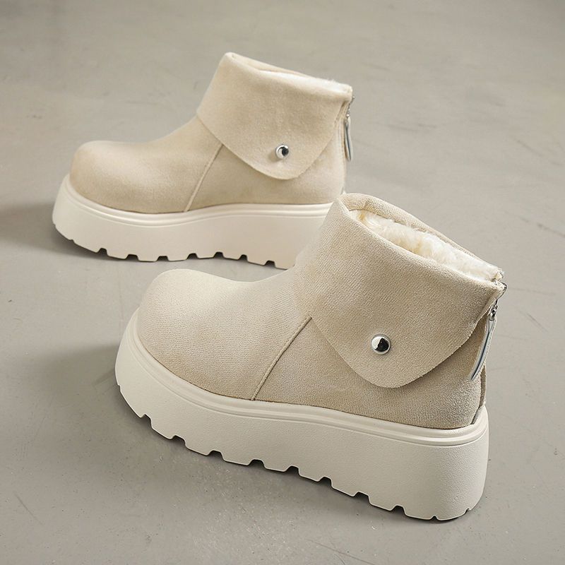 thick-soled Snow Boots Women's Velvet Thickened Thermal Cotton Shoes Heighten Small Martin Boots_vogvips.com