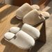 Winter Plush Cross Strap Cotton Slippers For Indoor Warmth, Enlarged Plush Slippers For Women_vogvips.com