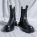 Chelsea Boots Men's High-top Leather Shoes, Cigarette Boots, Martin Boots Men's Velvet Black Boots Men's_vogvips.com