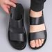 2026 NewMen's Casual Leather Slide Sandals Flat Designer Open Toe Non-Slip Slippers Black Brown Outdoor Summer Beach_vogvips.com