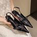 GuoLi 2025 Summer New European And American Style Square Buckle Strap Patent Leather Pointed Toe Open Back Thin High_vogvips.com