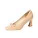 Bowknot French-style Closed-toe Air Cotton 2026 Large Size Widened High-heeled For Women, Elegant Single Shoes, Gentle_vogvips.com