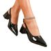 Black work shoes pointed high heels chunky heel shallow cut single shoes large size women's shoes empty sandals_vogvips.com