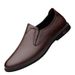 Sleeve Feet Men's Casual Cortex Retro Round Head Leather Shoes Professional Dress Solid Color Side Ear Elastic Men's Shoes_vogvips.com