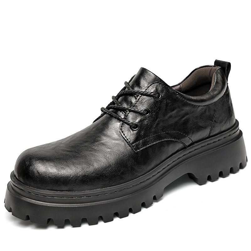 European Warm Series Men's Derby Autumn Winter Genuine Business Casual Lightweight Black Thick Sole Height Increasing Wedding Leather Shoes_vogvips.com