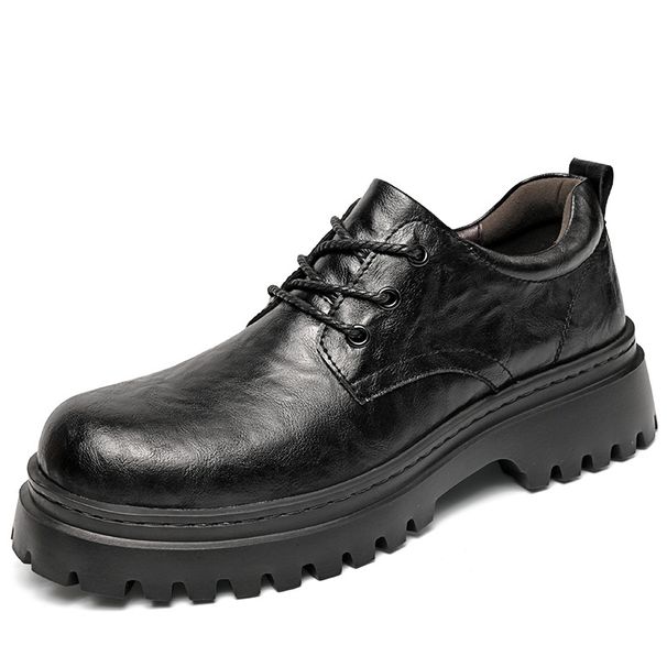 European Warm Series Men's Derby Autumn Winter Genuine Business Casual Lightweight Black Thick Sole Height Increasing Wedding Leather Shoes_vogvips.com