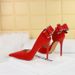 626-H36M European And American Style Party High Stiletto Heels Shallow Pointed Toe Side Hollow Rhinestone Back Bow_vogvips.com
