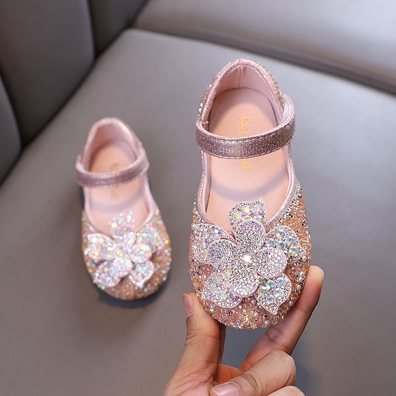New Lady Baby Girls Girls Flower Princess Diamond Single Shoe Shoes Dance Performance Shoes_vogvips.com
